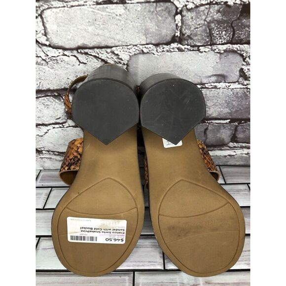 Franco Sarto Dandelion Snake Print Ankle Strappy Brown Leather Heels Women Sz 6M - Picture 9 of 16